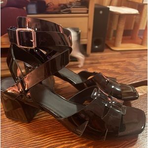 M.GEMI  The M 55mm Sandal
Color: Black Patent
Size: 38.5